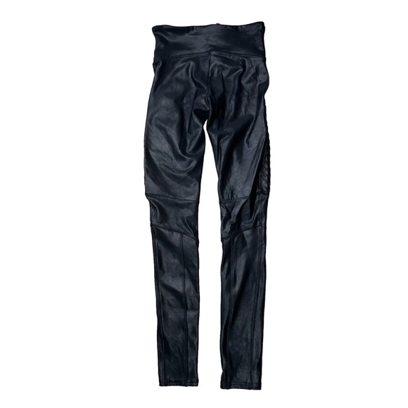 SPANX Faux Leather Moto High Waist Leggings Womens Size S Black Stretch - Picture 2 of 7